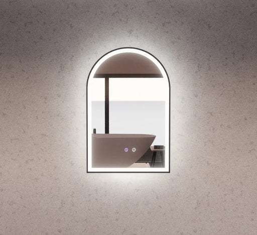 RIVA AR2 FRAMED ARCH LED MIRROR 3 COLOUR LIGHTS BLACK 600X900MM - FIL Kitchen Bathroom