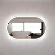 RIVA O1 FRAMED OVAL LED MIRROR 3 COLOUR LIGHTS BRUSHED NICKEL 1200X700MM - FIL Kitchen Bathroom