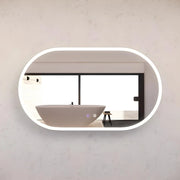 RIVA O1 FRAMED OVAL LED MIRROR 3 COLOUR LIGHTS BRUSHED NICKEL 1200X700MM - FIL Kitchen Bathroom