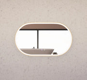 RIVA O1 FRAMED OVAL LED MIRROR 3 COLOUR LIGHTS GOLD 1200X700MM - FIL Kitchen Bathroom