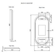 RIVA O1 FRAMED OVAL LED MIRROR 3 COLOUR LIGHTS BLACK 450X900MM - FIL Kitchen Bathroom