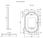 RIVA O1 FRAMED OVAL LED MIRROR 3 COLOUR LIGHTS BRUSHED NICKEL 600X900MM - FIL Kitchen Bathroom