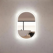 RIVA O1 FRAMED OVAL LED MIRROR 3 COLOUR LIGHTS BRUSHED NICKEL 600X900MM - FIL Kitchen Bathroom