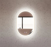 RIVA O1 FRAMED OVAL LED MIRROR 3 COLOUR LIGHTS GOLD 600X900MM - FIL Kitchen Bathroom