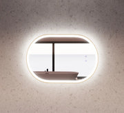 RIVA O1 FRAMED OVAL LED MIRROR 3 COLOUR LIGHTS GOLD 600X900MM - FIL Kitchen Bathroom
