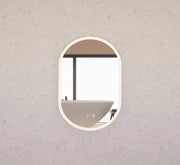 RIVA O1 FRAMED OVAL LED MIRROR 3 COLOUR LIGHTS GOLD 600X900MM - FIL Kitchen Bathroom