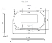RIVA O2 FRAMELESS BACKLIT OVAL LED MIRROR 3 COLOUR LIGHTS 1200X700MM - FIL Kitchen Bathroom
