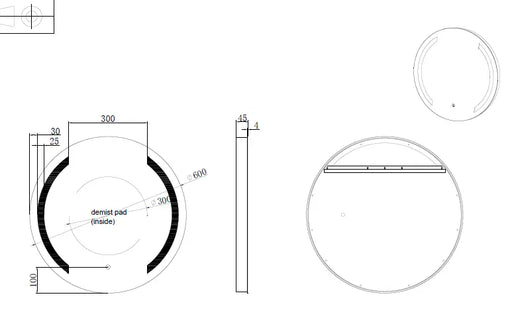 RIVA R1 FRAMELESS FRONTLIT ROUND LED MIRROR 3 COLOUR LIGHTS 600X600MM - FIL Kitchen Bathroom