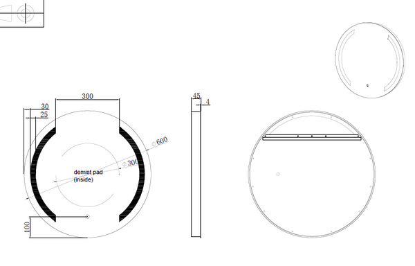 RIVA R1 FRAMELESS FRONTLIT ROUND LED MIRROR 3 COLOUR LIGHTS 600X600MM