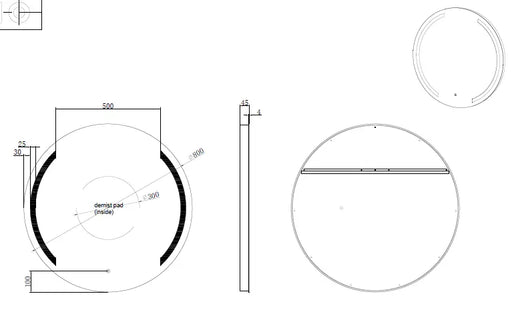 RIVA R1 FRAMELESS FRONTLIT ROUND LED MIRROR 3 COLOUR LIGHTS 800X800MM - FIL Kitchen Bathroom
