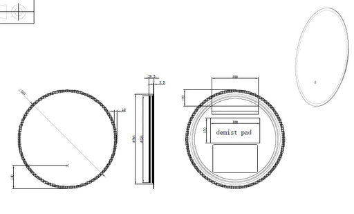 RIVA R2 FRAMELESS FRONTLIT ROUND LED MIRROR 3 COLOUR LIGHTS 600X600MM - FIL Kitchen Bathroom