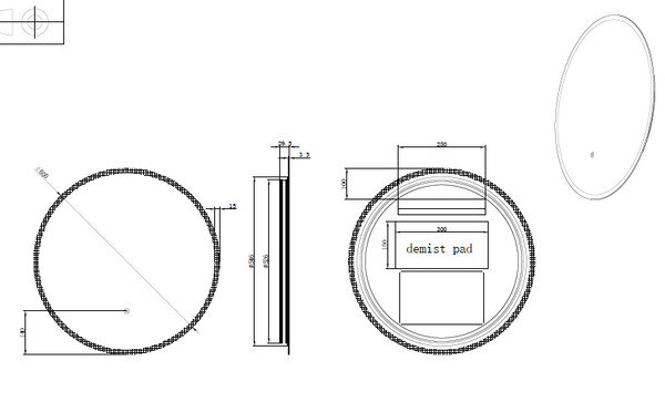 RIVA R2 FRAMELESS FRONTLIT ROUND LED MIRROR 3 COLOUR LIGHTS 600X600MM