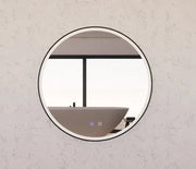RIVA R3 FRAMED ROUND LED MIRROR 3 COLOUR LIGHTS BLACK 600X600MM - FIL Kitchen Bathroom