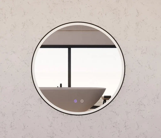 RIVA R3 FRAMED ROUND LED MIRROR 3 COLOUR LIGHTS BLACK 600X600MM - FIL Kitchen Bathroom