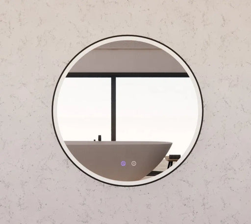 RIVA R3 FRAMED ROUND LED MIRROR 3 COLOUR LIGHTS BLACK 800X800MM - FIL Kitchen Bathroom
