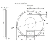 RIVA R3 FRAMED ROUND LED MIRROR 3 COLOUR LIGHTS WITH DIMMER BRUSHED NICKEL 800X800MM - FIL Kitchen Bathroom