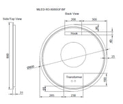 RIVA R3 FRAMED ROUND LED MIRROR 3 COLOUR LIGHTS GOLD 800X800MM - FIL Kitchen Bathroom