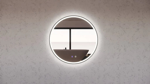 RIVA R3 FRAMED ROUND LED MIRROR 3 COLOUR LIGHTS BLACK 800X800MM - FIL Kitchen Bathroom