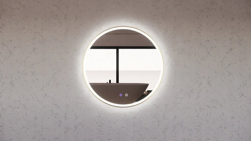 RIVA R3 FRAMED ROUND LED MIRROR 3 COLOUR LIGHTS GOLD 800X800MM - FIL Kitchen Bathroom