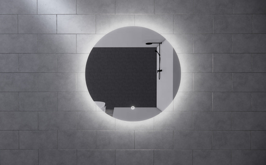 RIVA R4 FRAMELESS BACKLIT ROUND LED MIRROR 3 COLOUR LIGHTS 600X600MM
