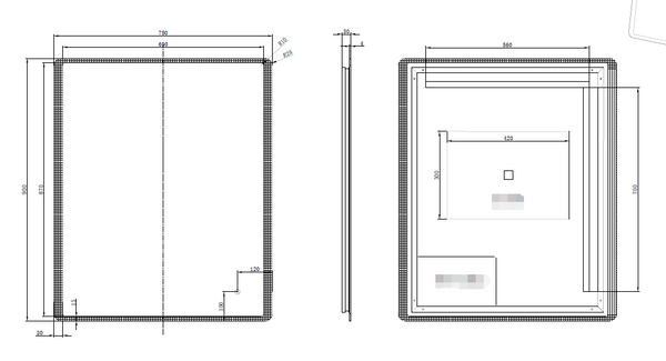 RIVA S3 FRAMELESS BACKLIT RECTANGLE LED MIRROR 3 COLOUR LIGHTS 500X700MM