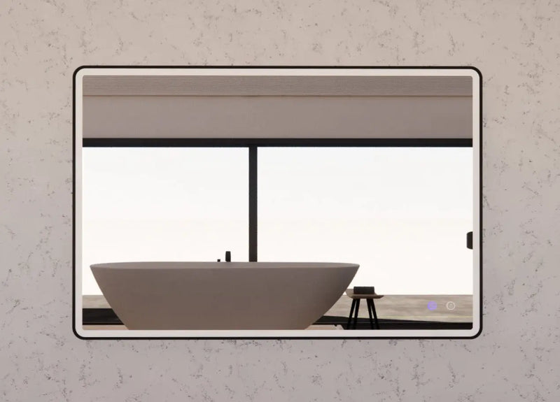 RIVA S4 FRAMED RECTANGLE LED MIRROR 3 COLOUR LIGHTS BLACK 800X1200MM - FIL Kitchen Bathroom