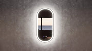 RIVA O1 FRAMED OVAL LED MIRROR 3 COLOUR LIGHTS BLACK 450X900MM - FIL Kitchen Bathroom