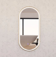 RIVA O1 FRAMED OVAL LED MIRROR 3 COLOUR LIGHTS GOLD 450X900MM - FIL Kitchen Bathroom