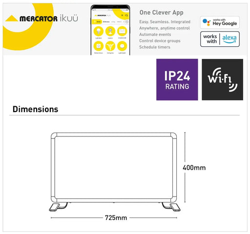 Ikuü 1100W Smart WIFI Panel Heater Mercator