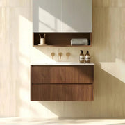 Lukka Gladstone Modern Wall Hung Plywood Cabinet (Mocha Oak Woodmatt) Lukka