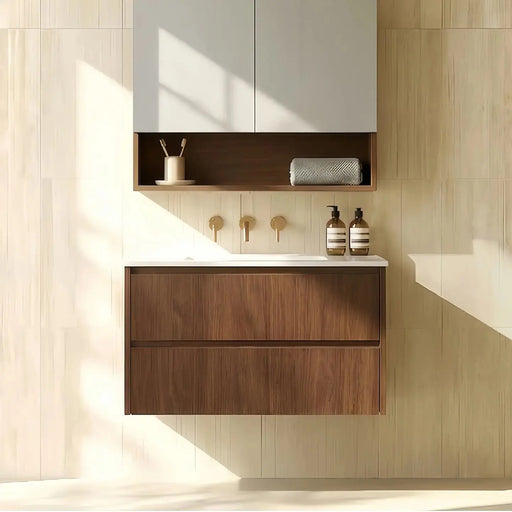Lukka Gladstone Modern Wall Hung Plywood Cabinet (Mocha Oak Woodmatt) Lukka