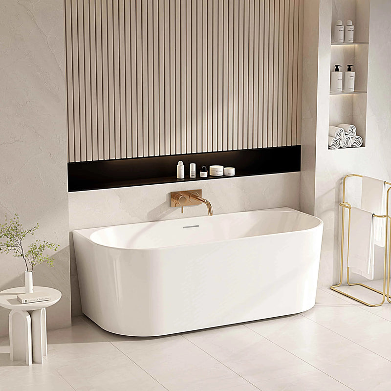 Musen Ultra-Thin Back-to-Wall Bathtub - Gloss White mercioaustralia