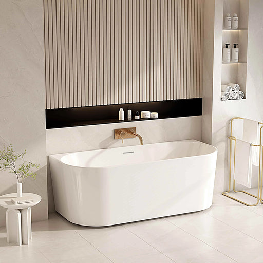 Musen Ultra-Thin Back-to-Wall Bathtub - Gloss White mercioaustralia