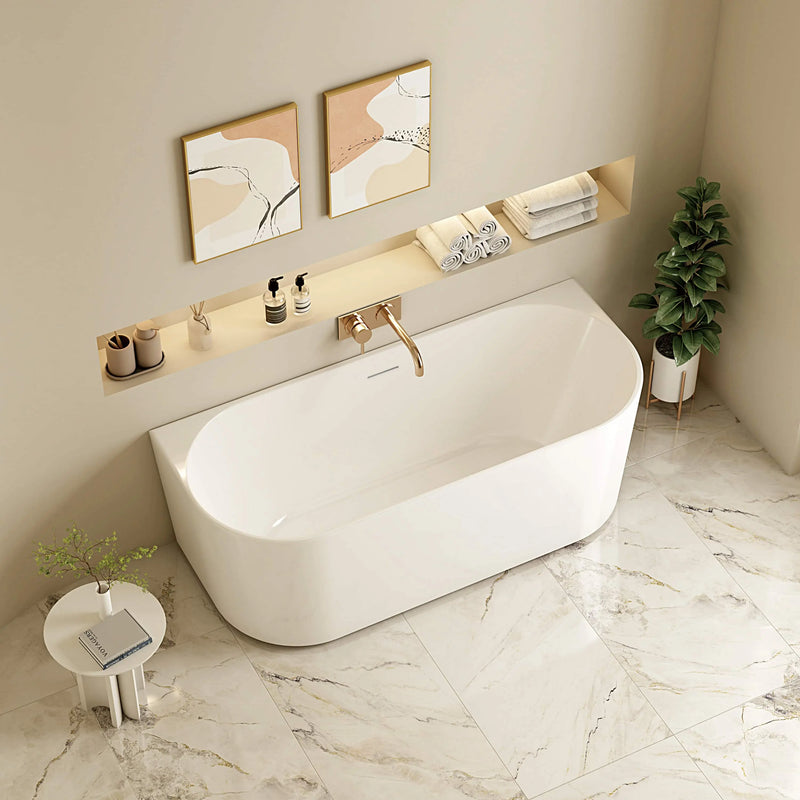 Musen Ultra-Thin Back-to-Wall Bathtub - Gloss White mercioaustralia