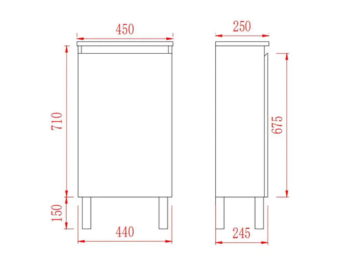 NORDIC Slim Freestanding Vanity with Legs White POSEIDON