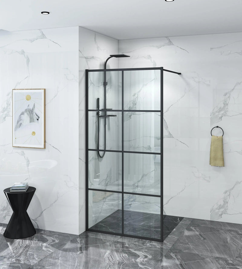 Covey Australia 1000 x 2000 mm | Black Fixed Shower Screen Panel - FIL Kitchen Bathroom