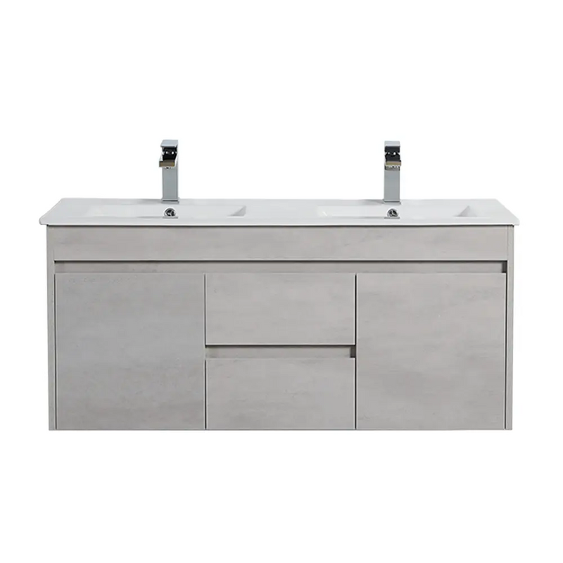 Nova Poly Wood Wall Hung Vanity-Concrete Grey (1200mm/1500mm/1800mm) - FIL Kitchen Bathroom