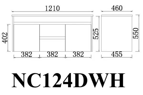 Nova Poly Wood Wall Hung Vanity-Concrete Grey (1200mm/1500mm/1800mm) - FIL Kitchen Bathroom