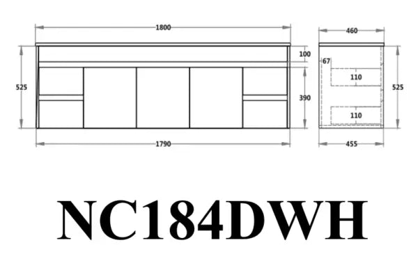 Nova Poly Wood Wall Hung Vanity-Concrete Grey (1200mm/1500mm/1800mm) - FIL Kitchen Bathroom
