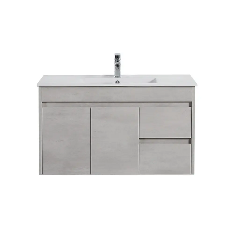 Nova Poly Wood Wall Hung Vanity-Concrete Grey (750mm/900mm) - FIL Kitchen Bathroom