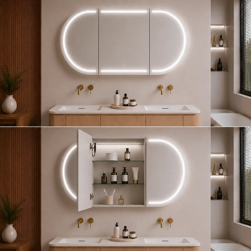 Allison Pill 3Lights PVC Shaving Cabinets LK-MAPLSV1580MW/MB-3Lights