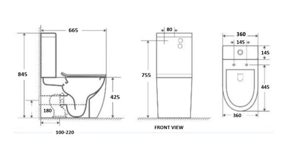 Back To Wall Toilet Suite RIMLESS QUIET TORNADO FLUSH Norton