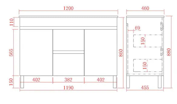 Stella Oak Freestanding Vanity (1200mm) - FIL Kitchen Bathroom