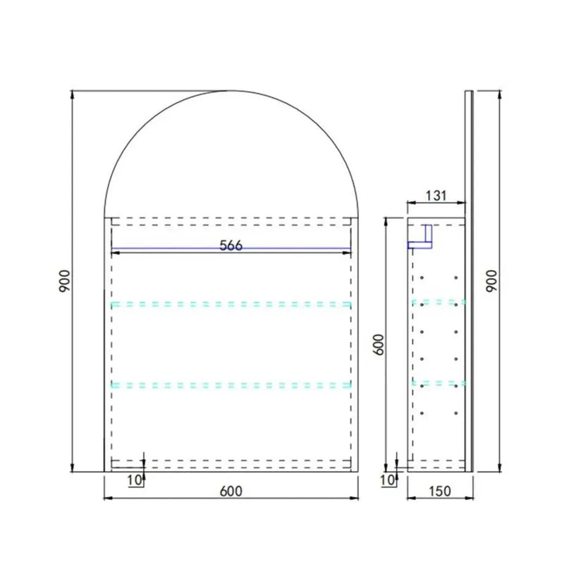 OLIVIA LED MIRROR SHAVING CABINET MATTE BLACK/MATTE WHITE  600X900MM CETO