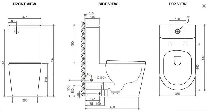 OASIS RIMLESS TOILET SUITE FIL Kitchen Bathroom
