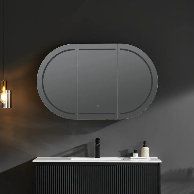 OLIVIA LED MIRROR SHAVING CABINET MATTE BLACK/MATTE WHITE 1200X750MM CETO