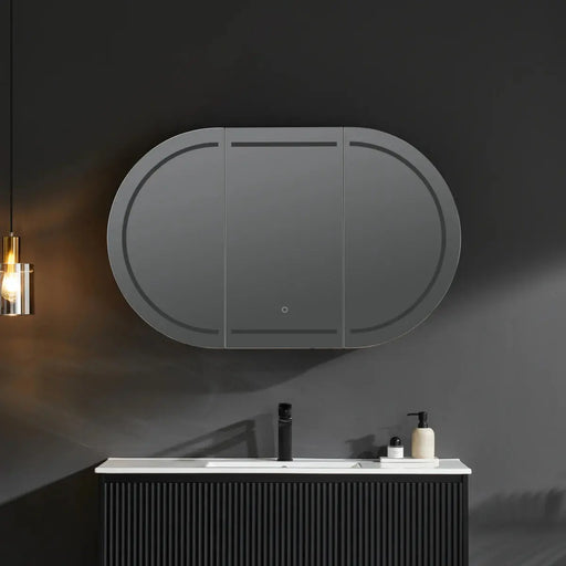 OLIVIA LED MIRROR SHAVING CABINET MATTE BLACK/MATTE WHITE 1200X750MM CETO