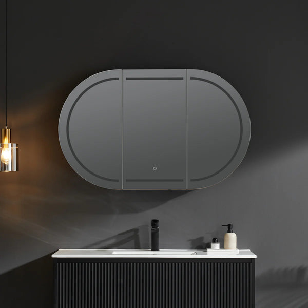 OLIVIA LED MIRROR SHAVING CABINET MATTE BLACK/MATTE WHITE 1200X750MM