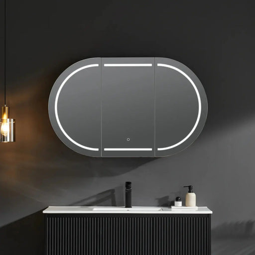 OLIVIA LED MIRROR SHAVING CABINET MATTE BLACK/MATTE WHITE 1200X750MM CETO