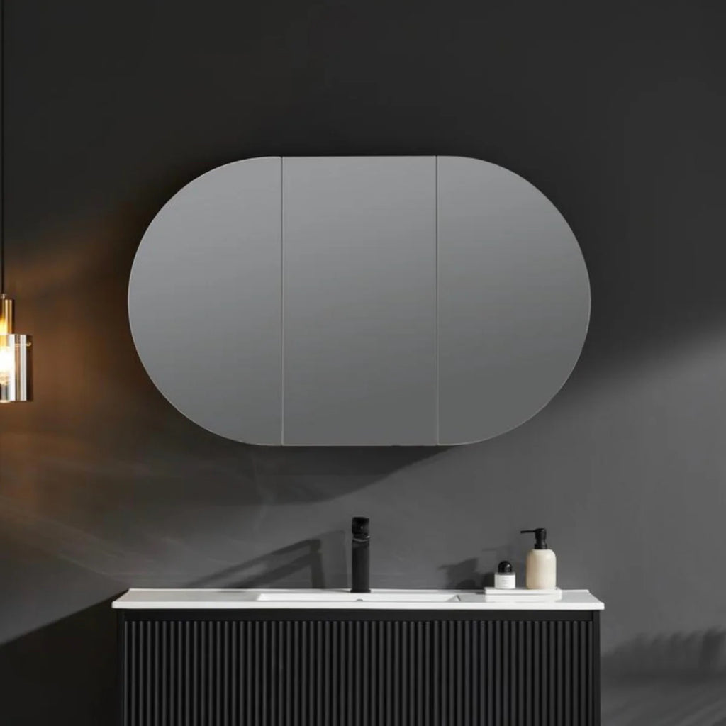 OLIVIA MIRROR SHAVING CABINET MATTE WHITE/MATTE BLACK 750X1200mm